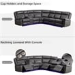 Pemberly Row Power Reclining Sectional Sofa PU Leather L-Shaped Sofa -Grey