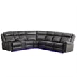 Pemberly Row Power Reclining Sectional Sofa PU Leather L-Shaped Sofa -Grey