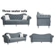 Pemberly Row Modern Velvet Sofa Set Button Tufted Sofa and Loveseat-Dark Grey