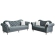 Pemberly Row Modern Velvet Sofa Set Button Tufted Sofa and Loveseat-Dark Grey