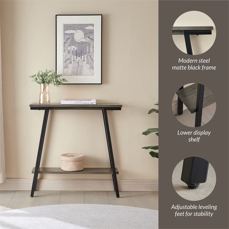 Pemberly Row Contemporary Multi-Functional Console Table in Gray