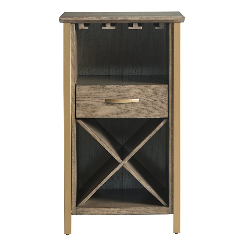 Pemberly Row Contemporary Multi-Functional Mini Bar Cabinet-Dune and Gold