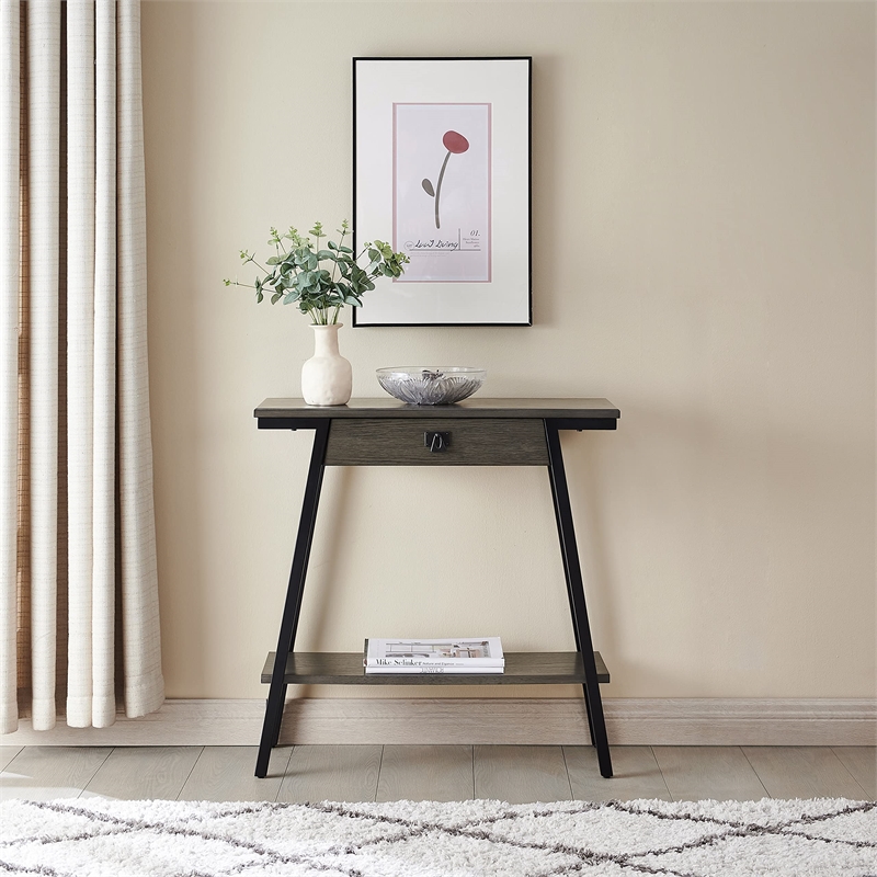 Pemberly Row Multi-Functional Console Table with Drawer in Gray