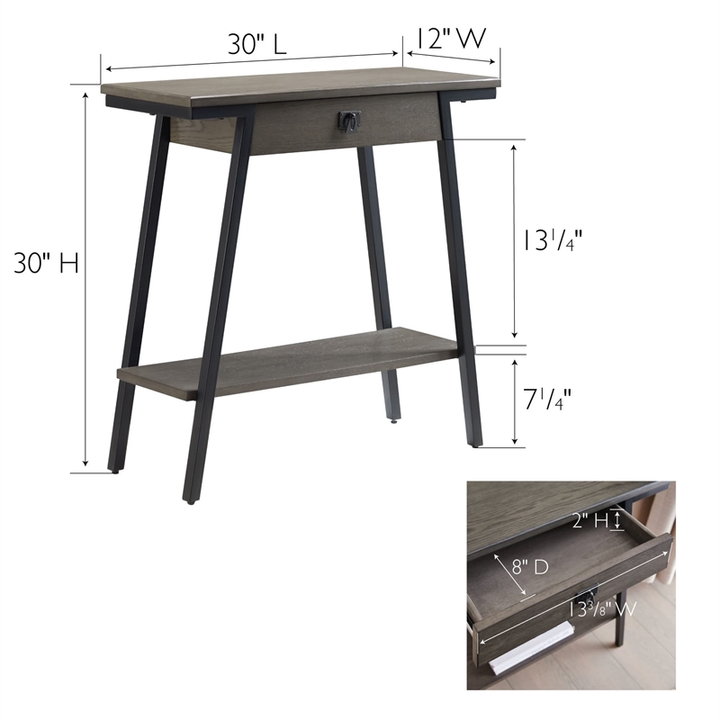 Pemberly Row Multi-Functional Console Table with Drawer in Gray