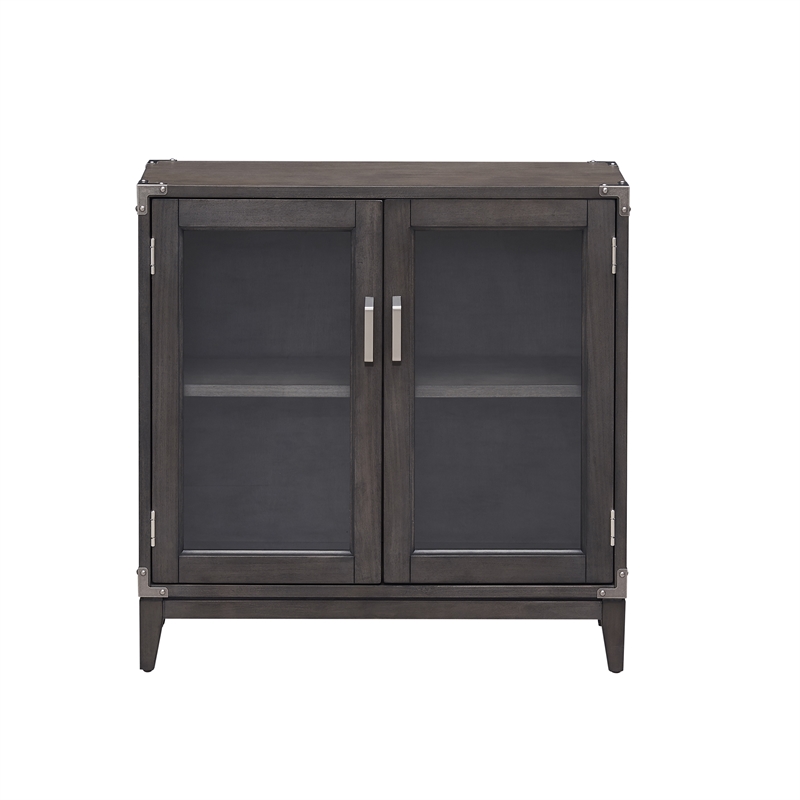 Pemberly Row Contemporary Wood Cabinet in Gray-Anthracite/Pewter