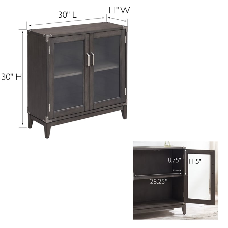 Pemberly Row Contemporary Wood Cabinet in Gray-Anthracite/Pewter
