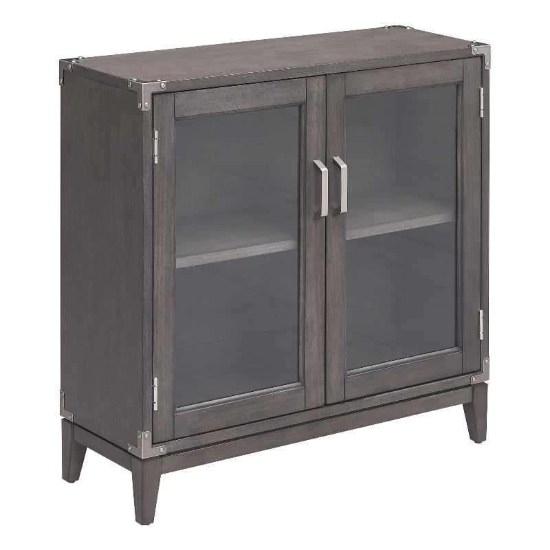 Pemberly Row Contemporary Wood Cabinet in Gray-Anthracite/Pewter
