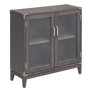Pemberly Row Contemporary Wood Cabinet in Gray-Anthracite/Pewter