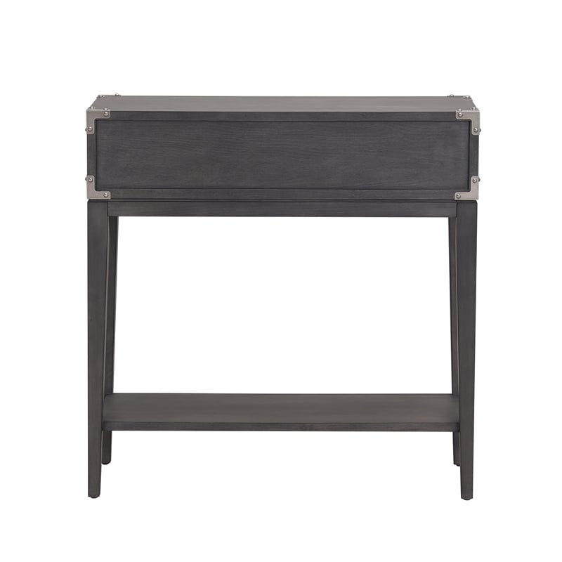 Pemberly Row One Drawer Wood Hall Stand with Shelf in Gray