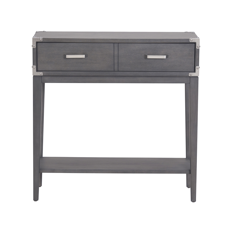 Pemberly Row One Drawer Wood Hall Stand with Shelf in Gray