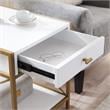 Pemberly Row Modern Metal and Wood Drawer End Table in White/Gold