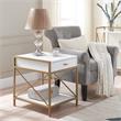 Pemberly Row Modern Metal and Wood Drawer End Table in White/Gold