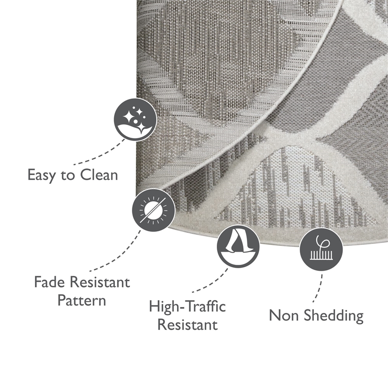 Pemberly Row Modern Quatrefoil Indoor Outdoor Area Rug Round 5'3