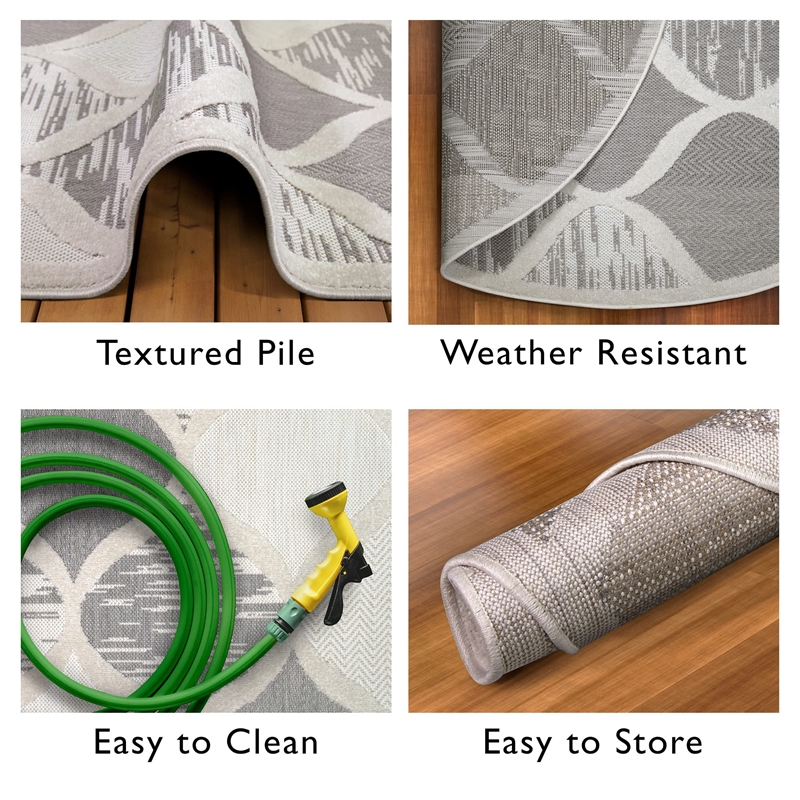 Pemberly Row Modern Quatrefoil Indoor Outdoor Area Rug Round 5'3