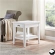 Pemberly Row Modern End Table with Drawer and Display Shelf-White