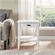 Pemberly Row Modern End Table with Drawer and Display Shelf-White