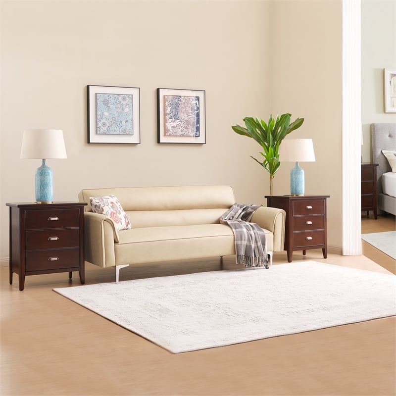 Pemberly Row Traditional Wood Nightstand in Chocolate (Set of 2)