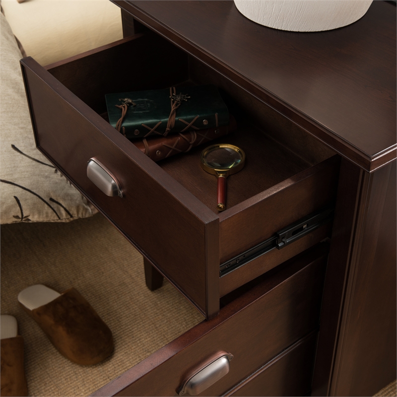 Pemberly Row Traditional Wood Nightstand in Chocolate (Set of 2)