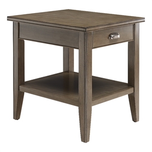 Pemberly Row 24&quotH End Table with Drawer and Display Shelf in Gray