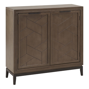 pemberly row metal and wood accent chest in riverstone/matte black