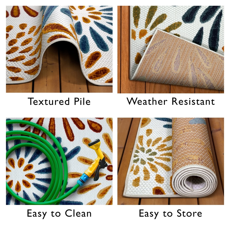 Pemberly Row Beam Flower Indoor Outdoor Area Rug Rectangle 5'3