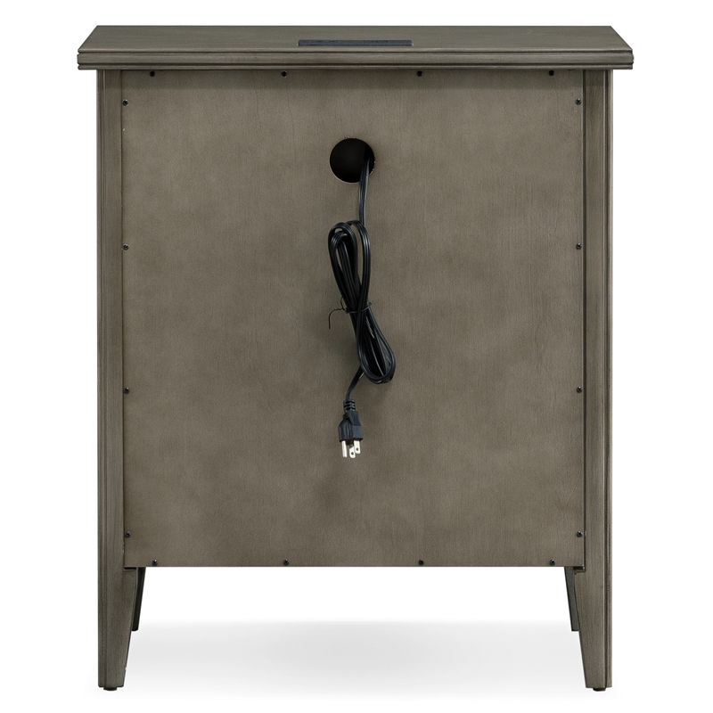 Pemberly Row Traditional Solid Hardwood Nightstand in Gray (Set of 2)