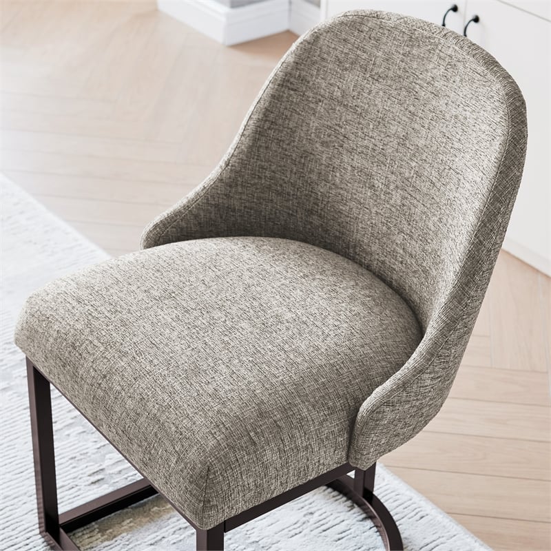 Pemberly Row Modern Metal Dining Chair in Gray/Espresso (Set of 2)