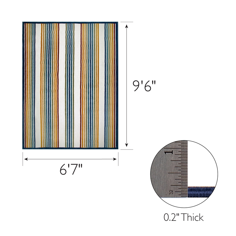 Pemberly Row Colorful Line Indoor Outdoor Area Rug 6'7