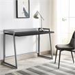 Pemberly Row Mixed Metal and Wood Desk in Black- Black/Nickel