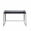 Pemberly Row Mixed Metal and Wood Desk in Black- Black/Nickel