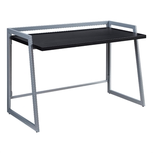 Pemberly Row Mixed Metal and Wood Desk in Black- Black/Nickel