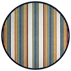 Pemberly Row Colorful Line Indoor Outdoor Area Rug Round 5'3&quot