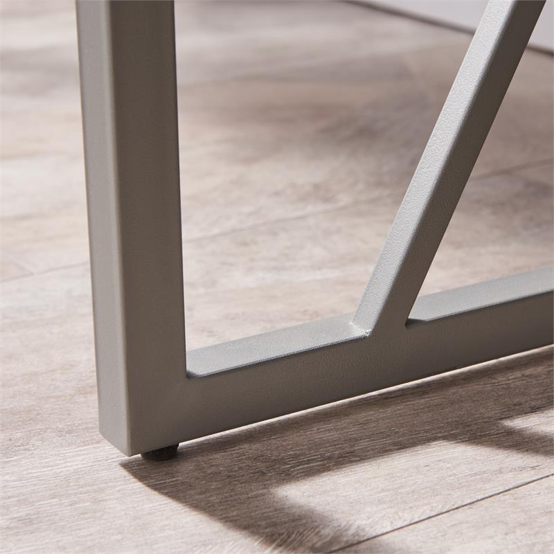 Pemberly Row Collapsible X Desk in Weathered Wood/Satin Nickel