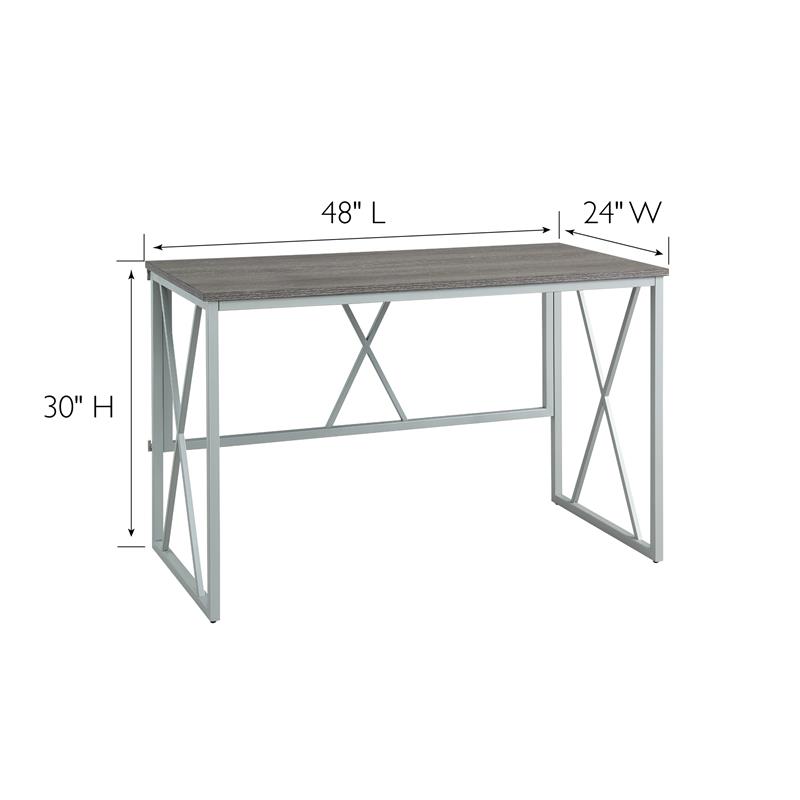 Pemberly Row Collapsible X Desk in Weathered Wood/Satin Nickel