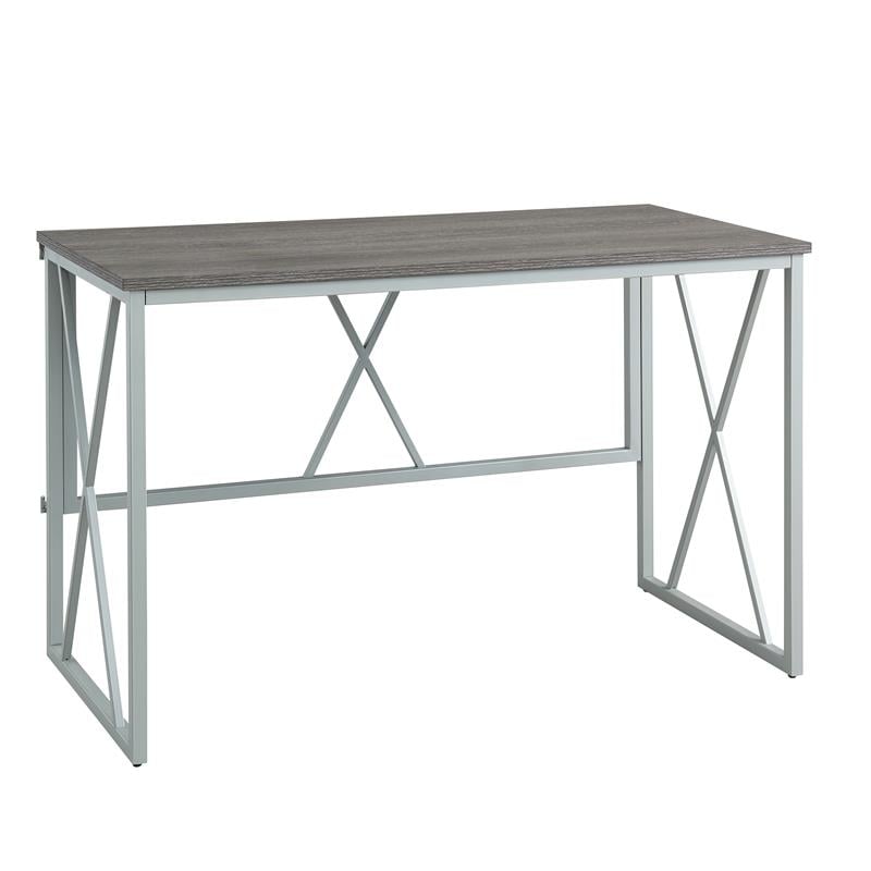 Pemberly Row Collapsible X Desk in Weathered Wood/Satin Nickel