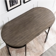 Pemberly Row Oval Wood & Metal Leg Home Office Desk with Drop Down Drawer in Oak