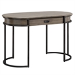 Pemberly Row Oval Wood & Metal Leg Home Office Desk with Drop Down Drawer in Oak