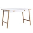 Pemberly Row Desk with Drop Front Keyboard Drawer in White/Gold