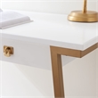 Pemberly Row Desk with Drop Front Keyboard Drawer in White/Gold