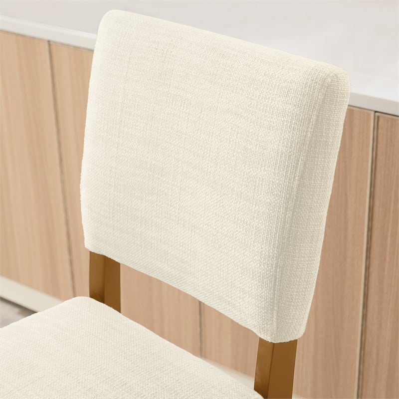 Pemberly Row Metal Counter Stool in Natural White Sand-Set of 4