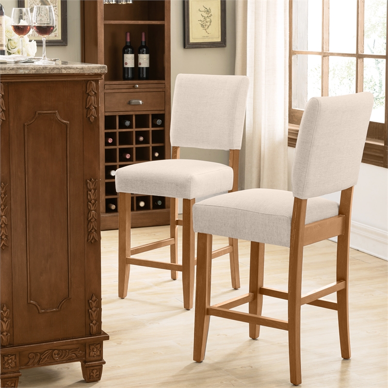 Pemberly Row Metal Counter Stool in Natural White Sand-Set of 4