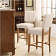 Pemberly Row Metal Counter Stool in Natural White Sand-Set of 4