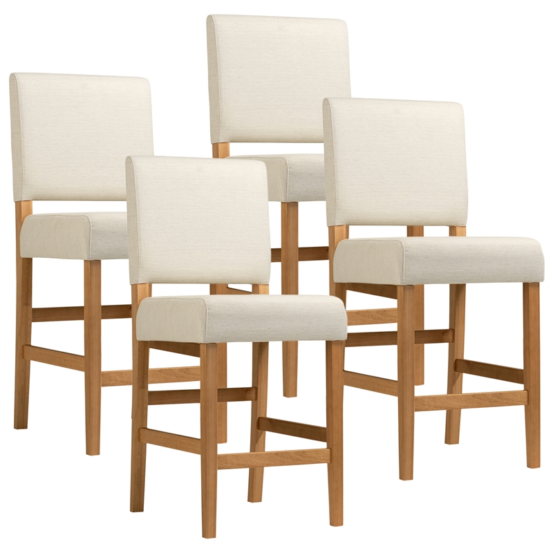 Pemberly Row Metal Counter Stool in Natural White Sand-Set of 4