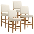 Pemberly Row Metal Counter Stool in Natural White Sand-Set of 4