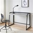 Pemberly Row Mixed Metal and Wood Desk in Gray Concrete/Gunmetal