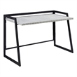 Pemberly Row Mixed Metal and Wood Desk in Gray Concrete/Gunmetal