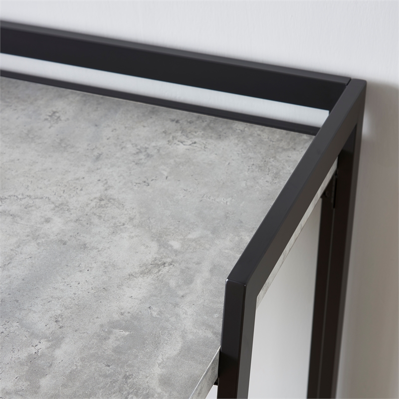 Pemberly Row Mixed Metal and Wood Desk in Gray Concrete/Gunmetal