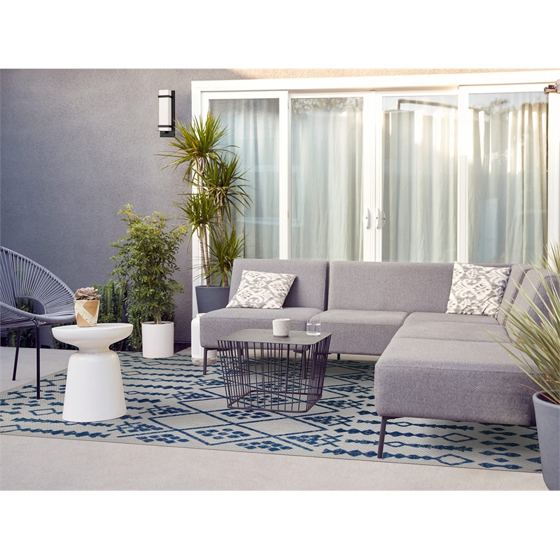 Pemberly Row Cusp Gray with Blue Indoor Outdoor Area Rug 7'10