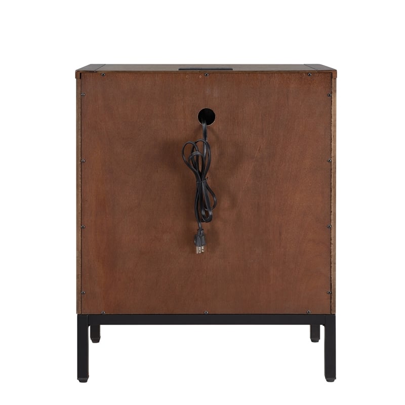 Pemberly Row 3-Drawer Wood Nightstand Table with AC/USB in Espresso