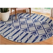 Pemberly Row Cusp Gray with Blue Indoor Outdoor Area Rug Round 5'3